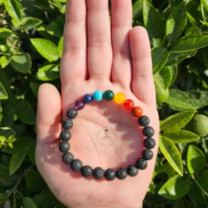 7 Chakra Bracelet with Lava Stone – Natural Healing Beads for Energy, Balance & Meditation