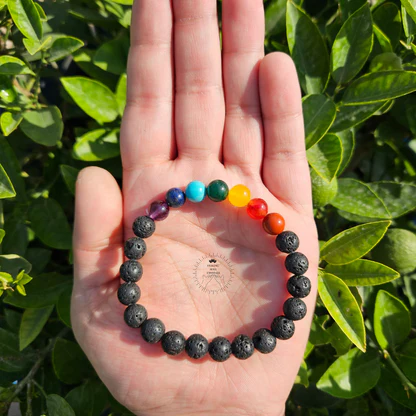 7 Chakra Bracelet with Lava Stone – Natural Healing Beads for Energy, Balance & Meditation